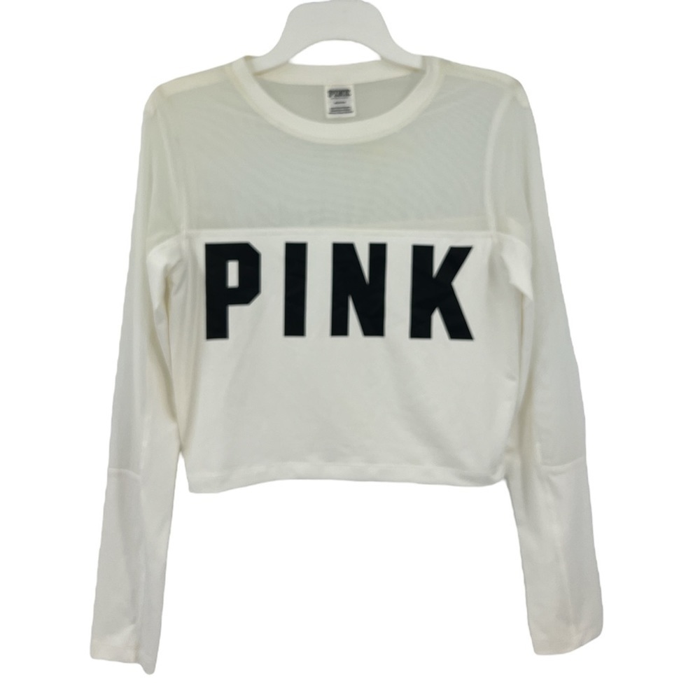 Pink Victoria's Secret Pink Sheer White Long Sleeve Crop Top Color White M New